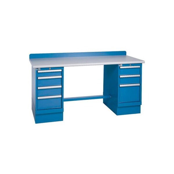 Lista International Technical Workbench w/3 and 4 Drawer Cabinets, Plastic Laminate Top - Blue XSTB43-72PT/BB - main